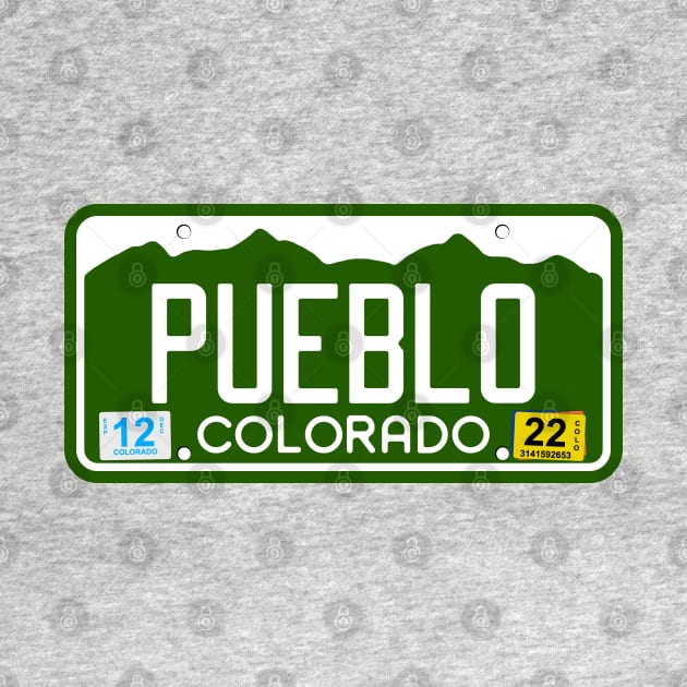 Colorado License Plate Tee - Pueblo, Colorado by South-O-Matic